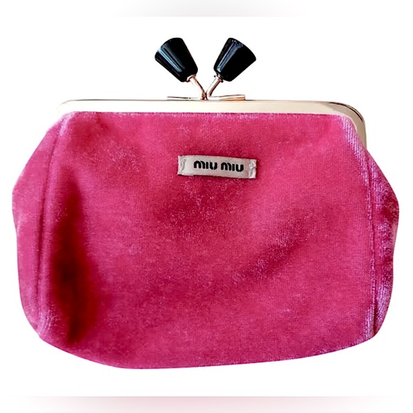 Miu Miu Handbags - Miu Miu Coral Pink Velvet Kiss Lock Pouch / Pouchette W/ Box NIB NEW in box